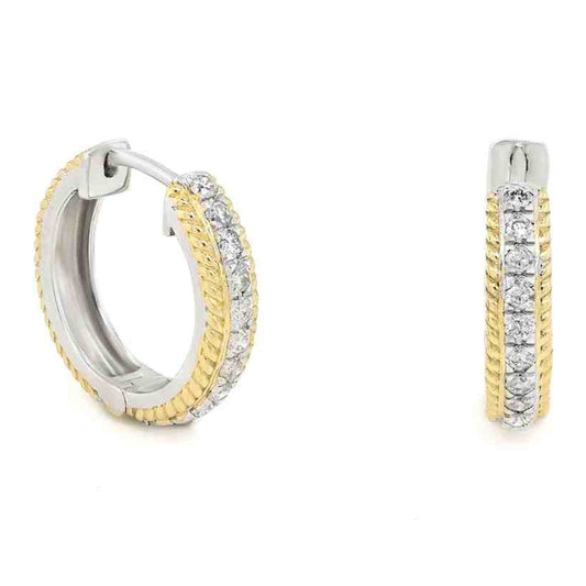 14K 0.25CT 13MM Two-Tone Gold Diamond Earrings