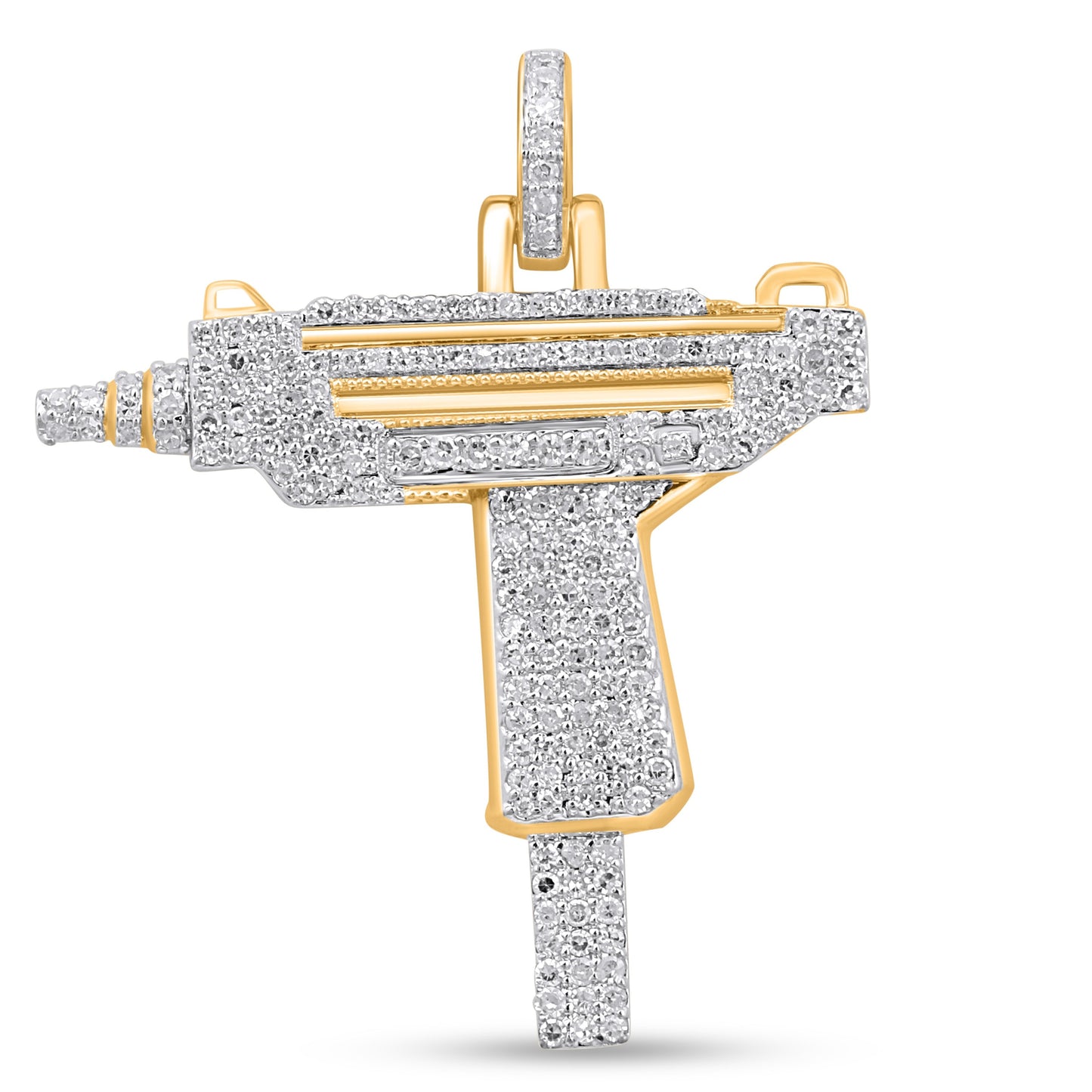 10K 0.49CT 1" Diamond Uzi Gold Pendant