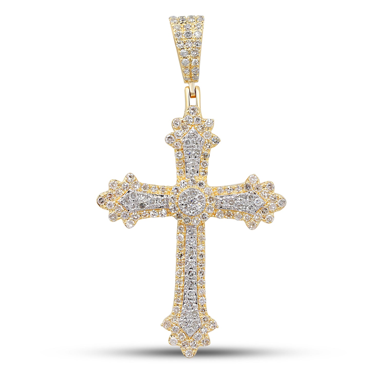 14K 0.59CT 1.5" Two-Tone Diamond Gold Cross Pendant