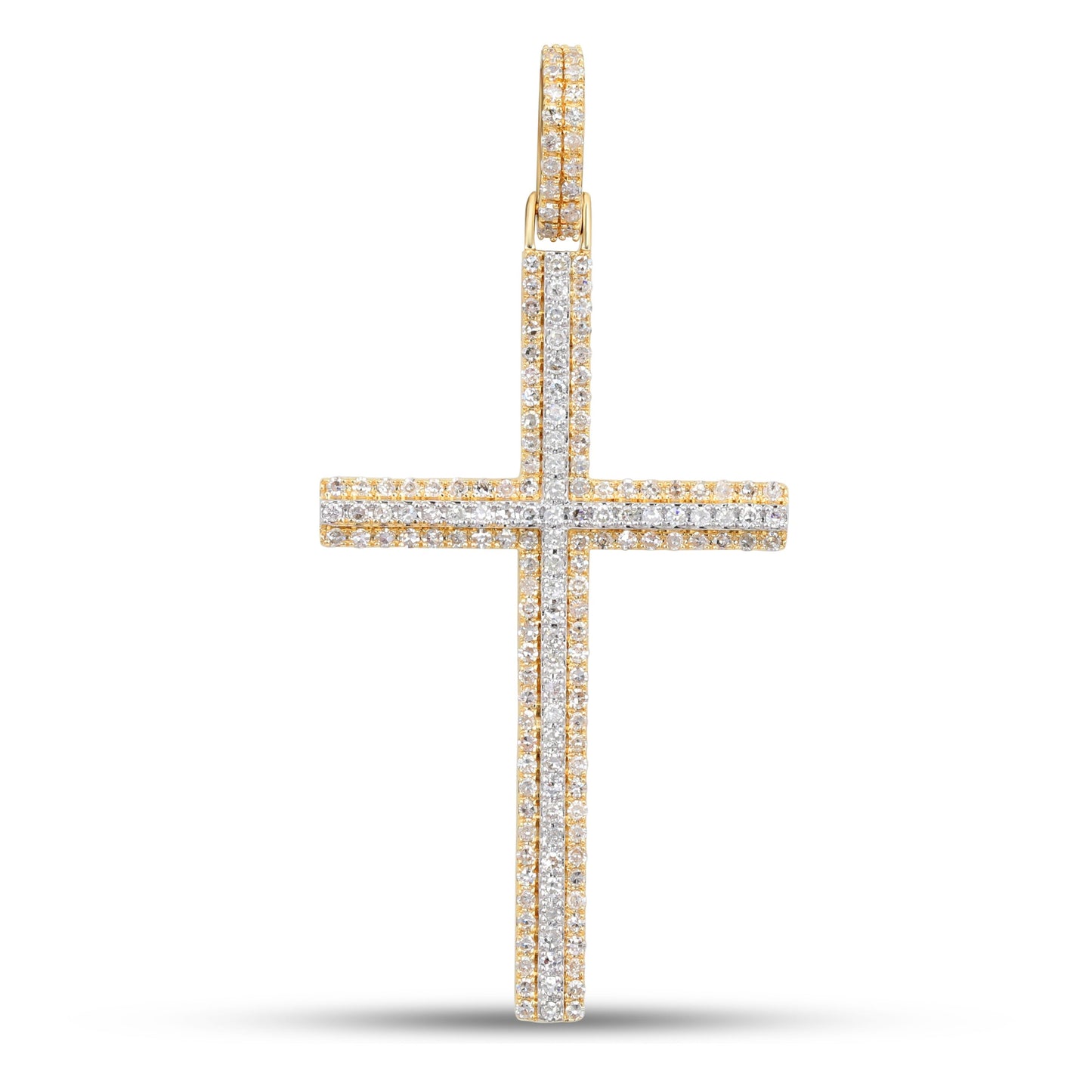 10K 0.65CT 1.8" Yellow Gold Diamond Cross Pendant