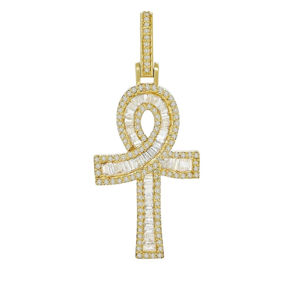 14K 0.80CT Gold Diamond  Ankh Pendant