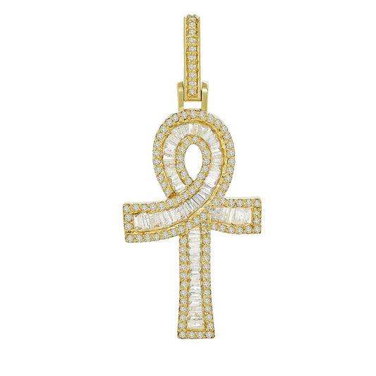 14K 0.80CT Gold Diamond  Ankh Pendant