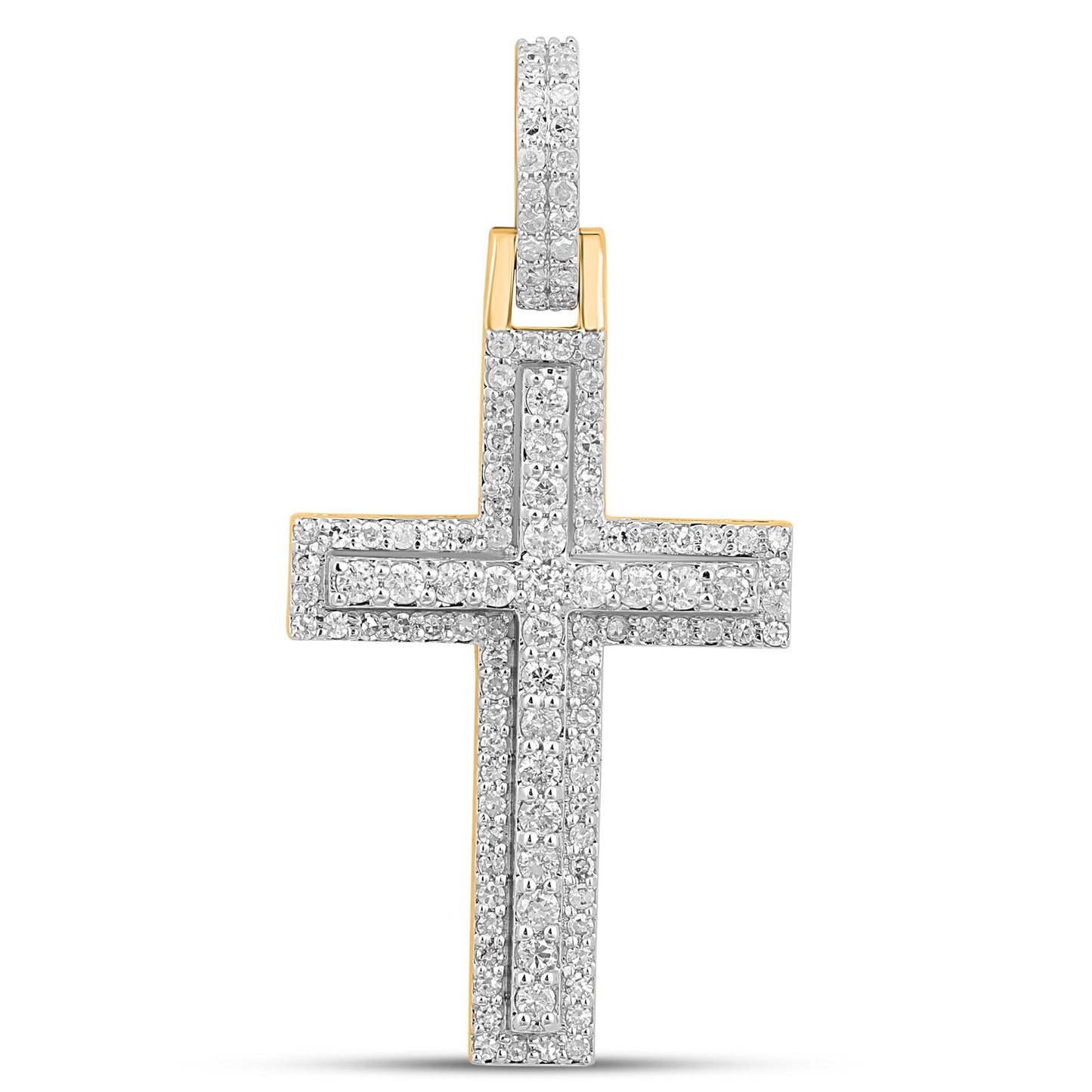 10K 0.87CT 1.5" Diamond Cross Gold Pendant