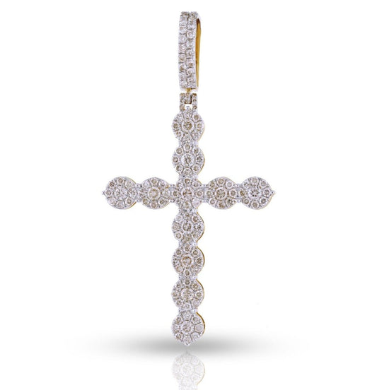 10K 1.81CT 2" Yellow Gold Diamond Cross Pendant