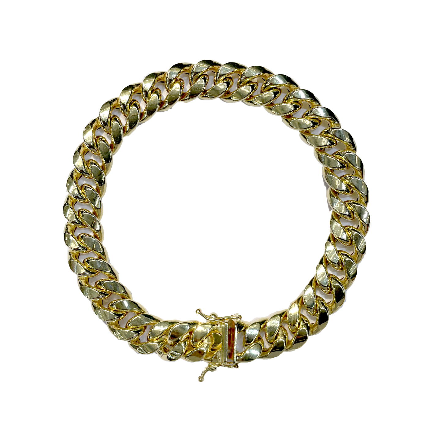 14K Yellow Gold Box Lock Cuban Bracelets