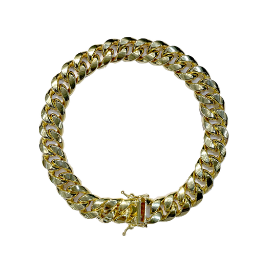 14K Yellow Gold Box Lock Cuban Bracelets