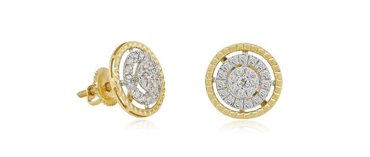10K 0.24CT 10MM Yellow Gold Round Diamond Screw-Back Earrings