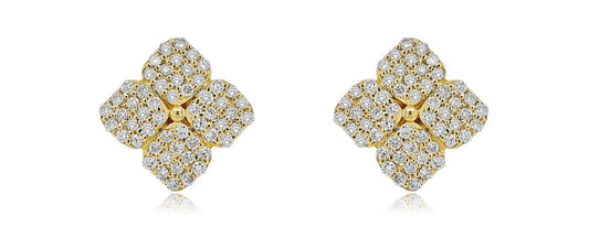 14K 0.29CT Yellow Gold Diamond Square Screw-Back Earrings