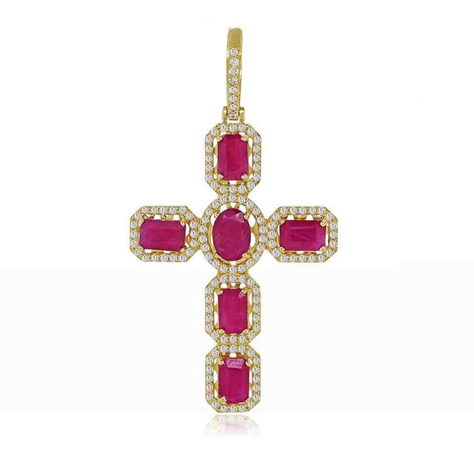 14K 0.83CT 2" Yellow Gold Diamond Cross