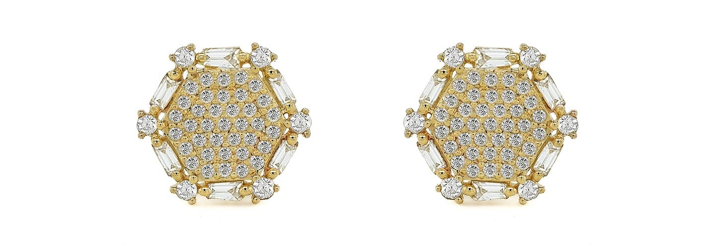 14K 0.68CT 10.5MM Yellow Gold Diamond Screw-back Earrings