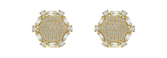 14K 0.68CT 10.5MM Yellow Gold Diamond Screw-back Earrings