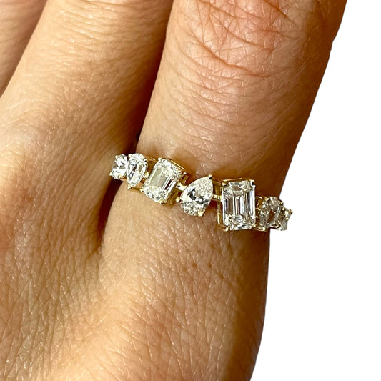 1.05CTS Yellow Gold Mixed Shapes Diamond Band