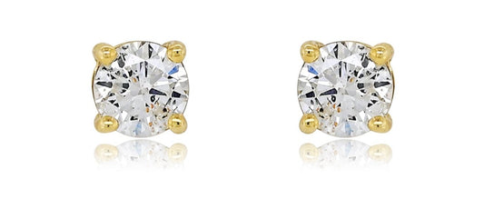14K 2.17CT Yellow Gold Diamond Solitaire Earrings
