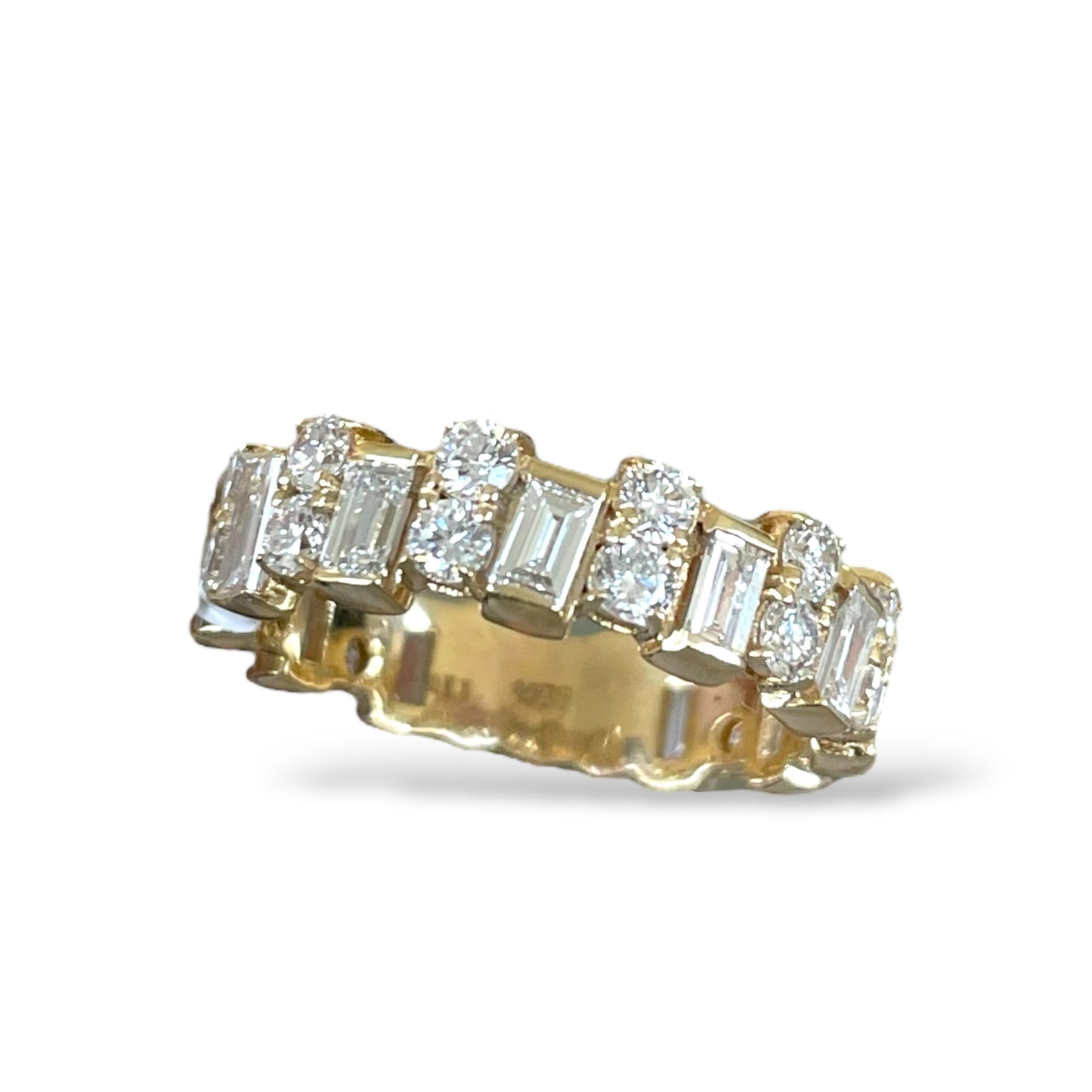 2.6CTS Yellow Gold Emerald Cuts Diamond Band