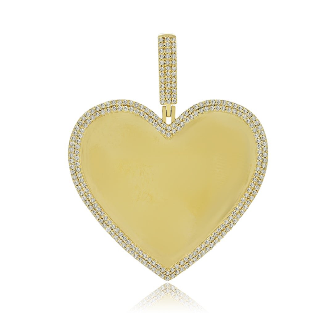14K 2" 1.29CTYellow Gold Diamond Heart Memory Pendant