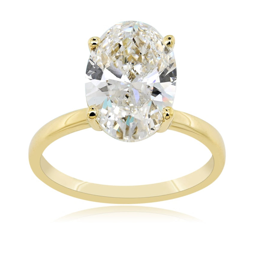 14K 3.08CT Oval Cut Solitaire Yellow Gold Engagement Ring