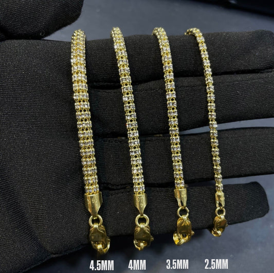 14K Two-Tone Gold Ice Bracelet