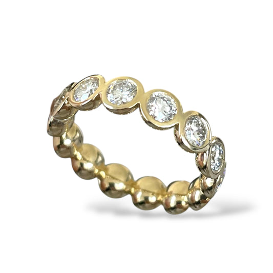 2.51CTS Yellow Gold Bezel Set Diamond Band