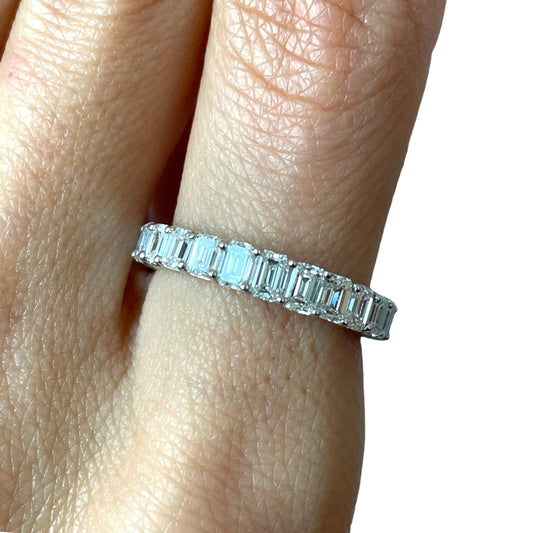 2.4CTS Emerald Cut White Gold Diamond Band