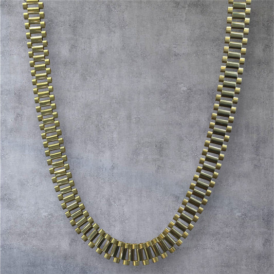 10K Yellow Gold Reversible Rlx Railroad Chain