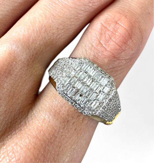 1.13CT 12MM Yellow Gold Diamond Baguette Ring