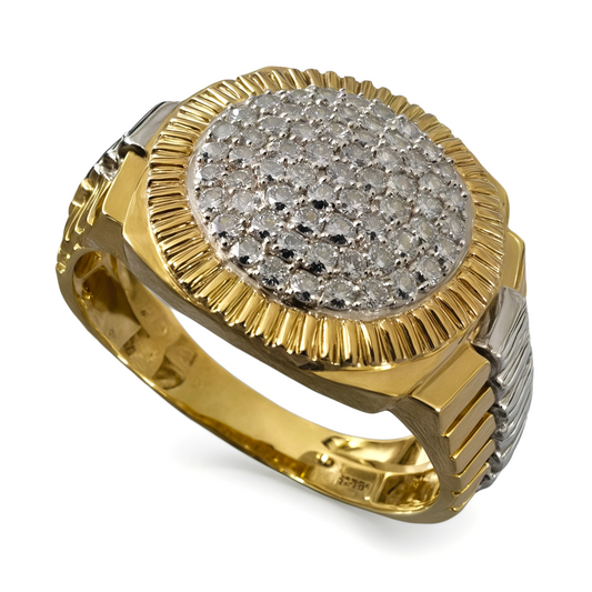 0.12CT 14.5MM Yellow Gold Two-Tone Diamond Ring