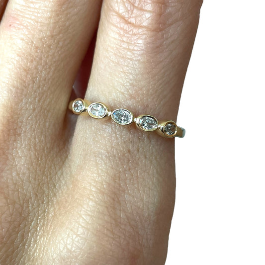 0.35CTS Yellow Gold Oval Cut Bezel Set Diamond Band
