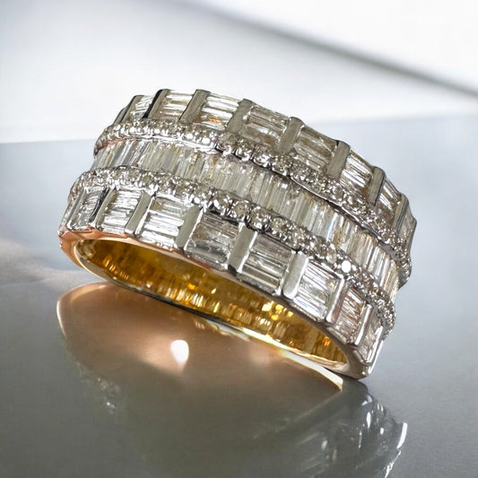 1.66CT 11MM Yellow GolD Diamond Baguette Ring