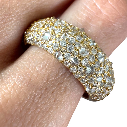 2.43CT 9MM Yellow Gold Inverted Diamonds Ring