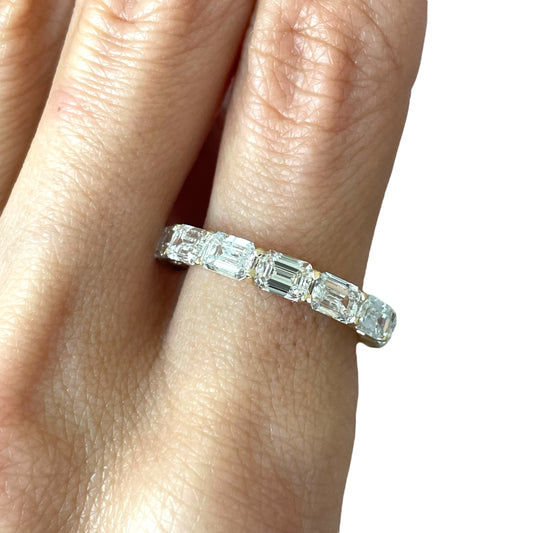 5.13CTS East West Yellow Gold Diamond Emerald Band