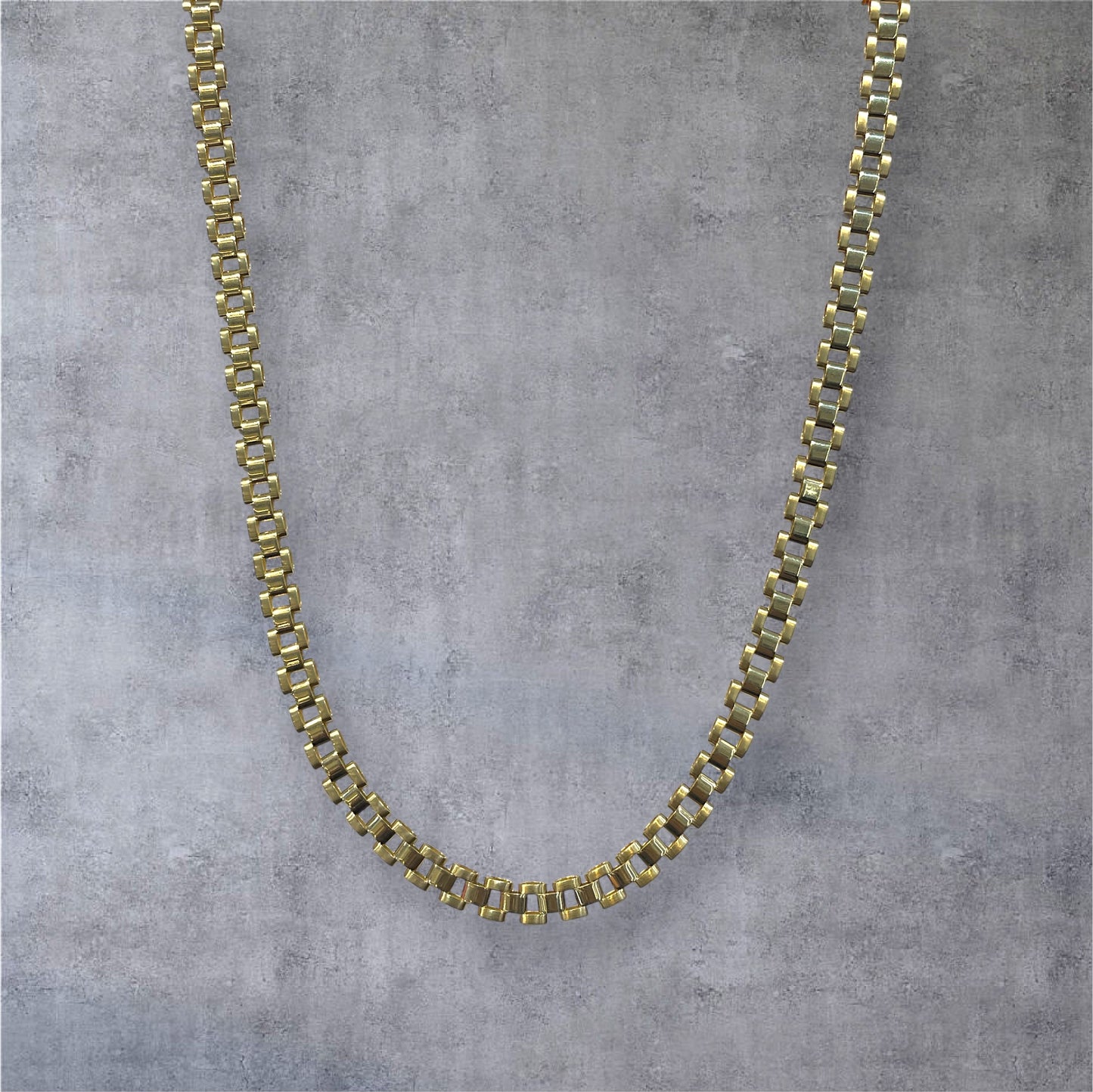 10K Yellow Gold Reversible Rlx Railroad Chain
