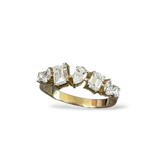 1.05CTS Yellow Gold Mixed Shapes Diamond Band