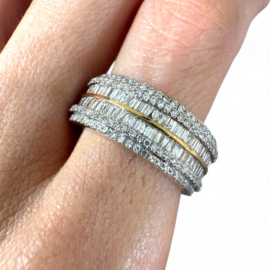 1.57CT 9MM Yellow Gold Diamond Baguette Ring