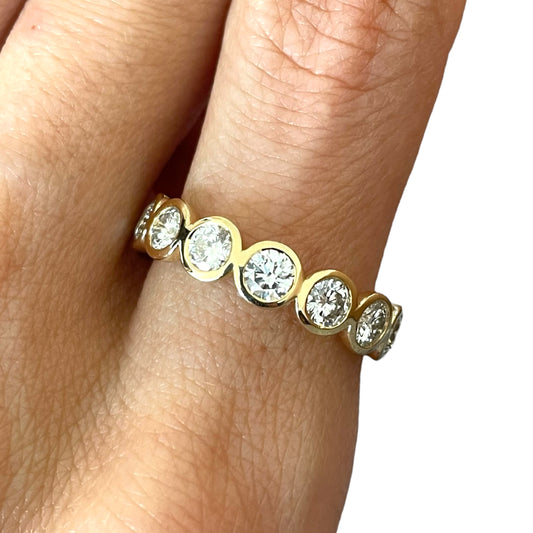 2.51CTS Yellow Gold Bezel Set Diamond Band