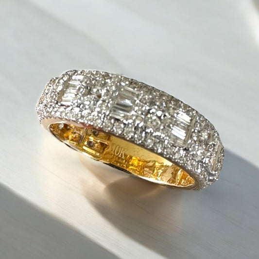 1.85CT 7MM Yellow Gold Diamond Baguette Ring