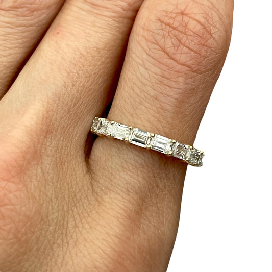 1.38CTS East West Emerald Diamond Ring