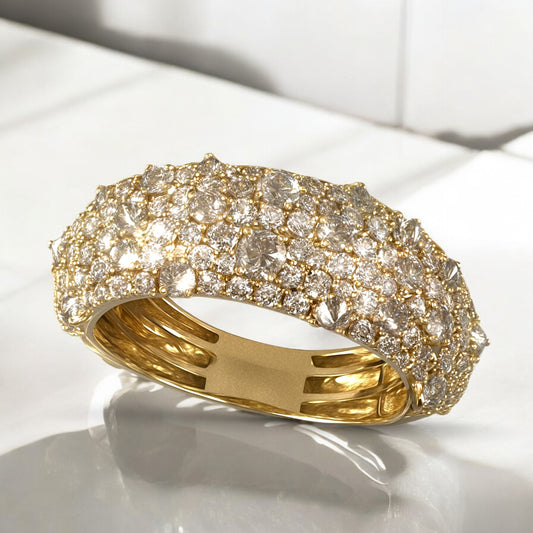 2.43CT 9MM Yellow Gold Inverted Diamonds Ring