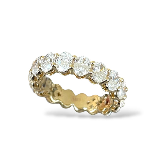 3.52CTS Yellow Gold Oval Diamond Cut Band