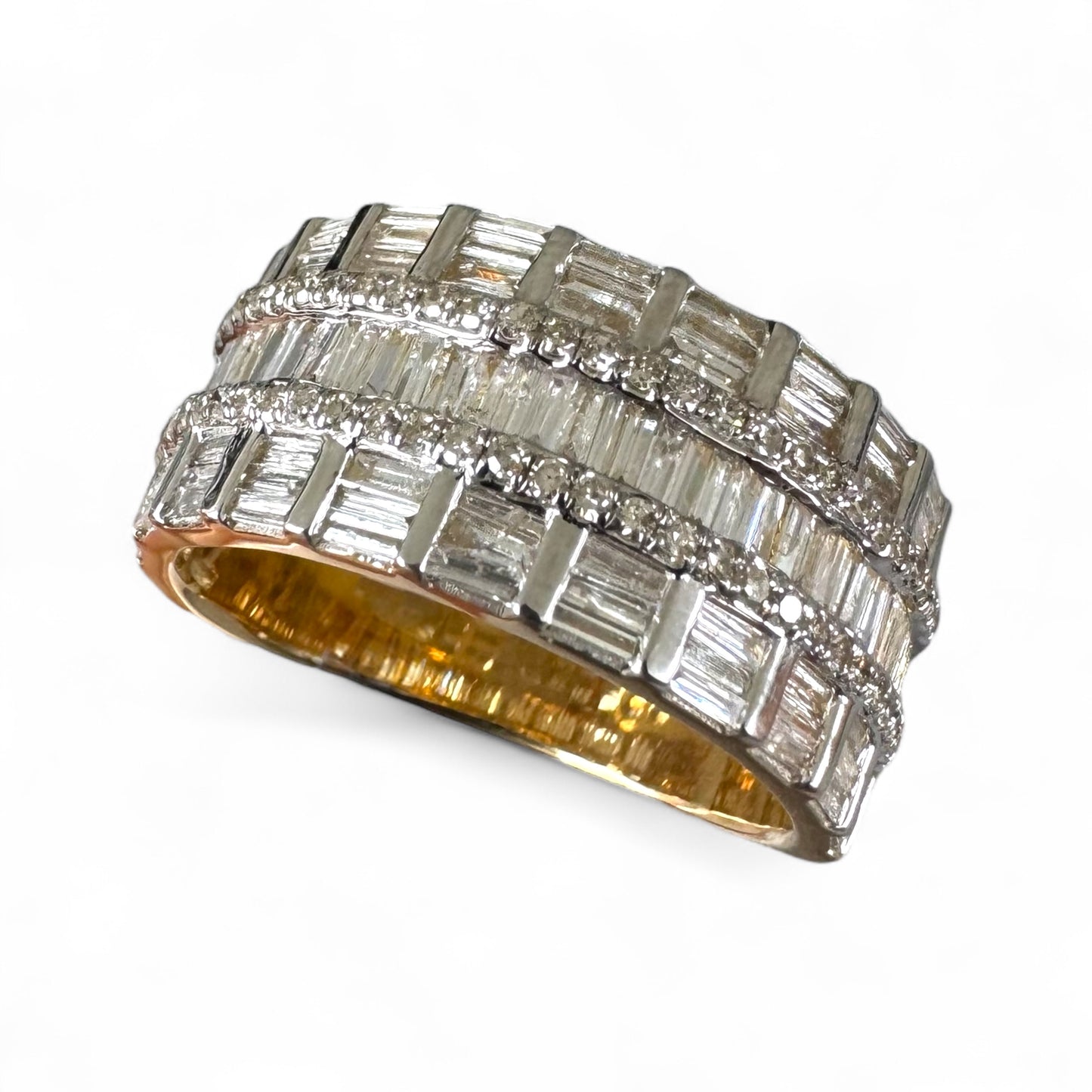 1.66CT 11MM Yellow GolD Diamond Baguette Ring