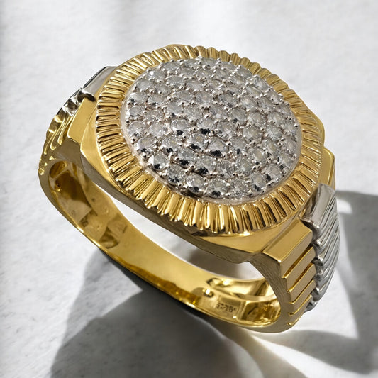 0.12CT 14.5MM Yellow Gold Two-Tone Diamond Ring