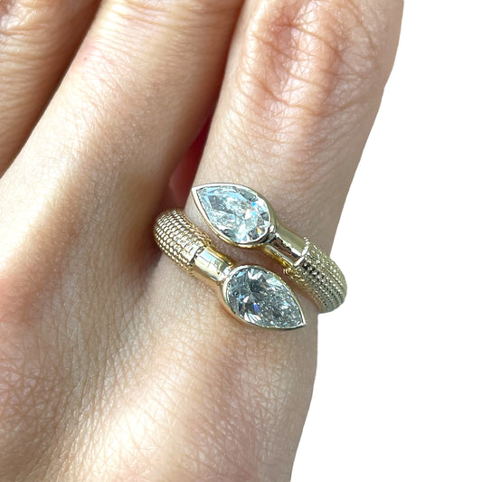 1.79CT Pear Shape Diamond Yellow Gold Wrap Ring