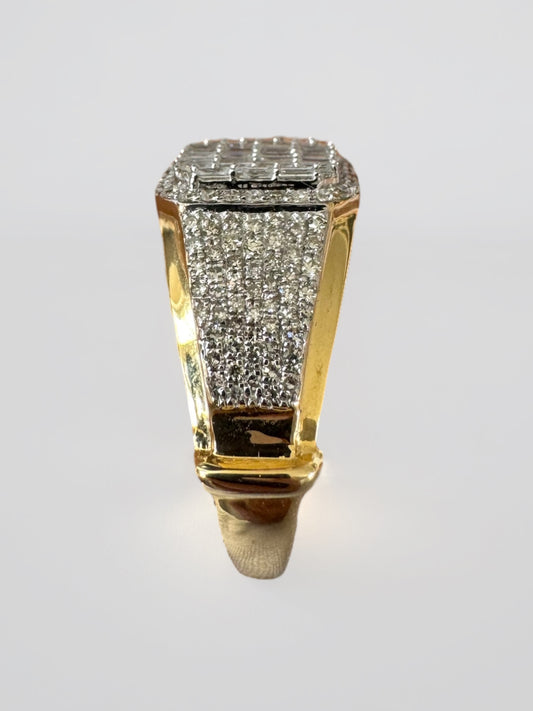 1.13CT 12MM Yellow Gold Diamond Baguette Ring