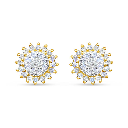 0.75CT Gold Diamond Round Earrings