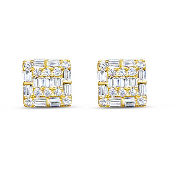 0.75CT Gold Square Diamond Earrings