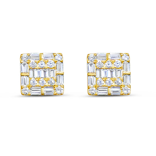 0.75CT Gold Square Diamond Earrings