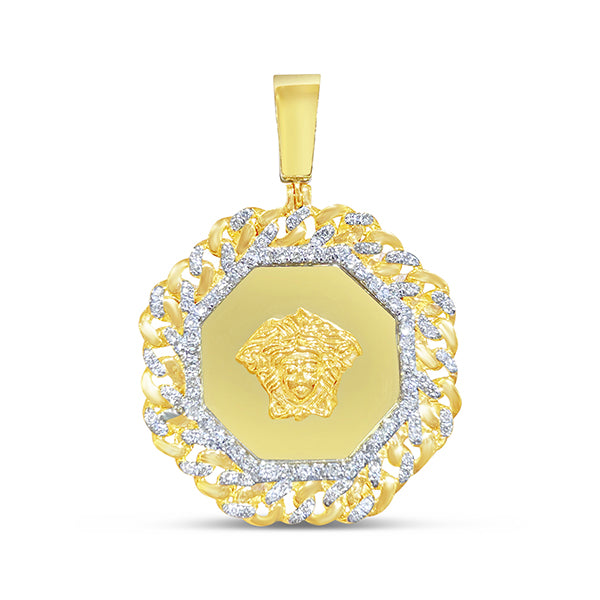 Gold Diamond Medusa Pendant