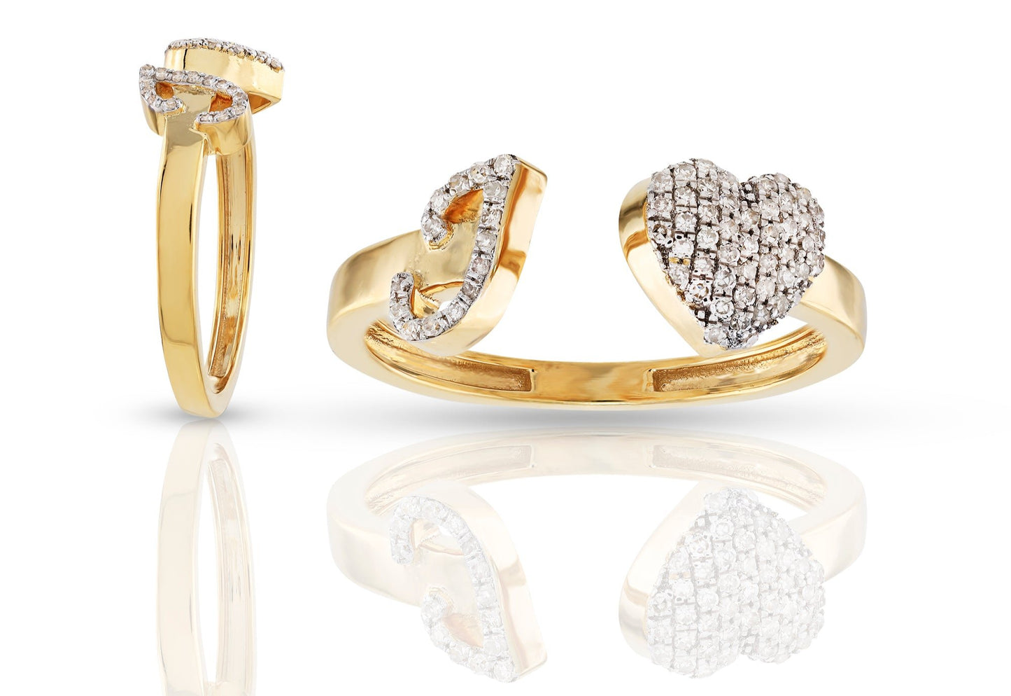 10K Diamond Initial Heart Wrap Rings
