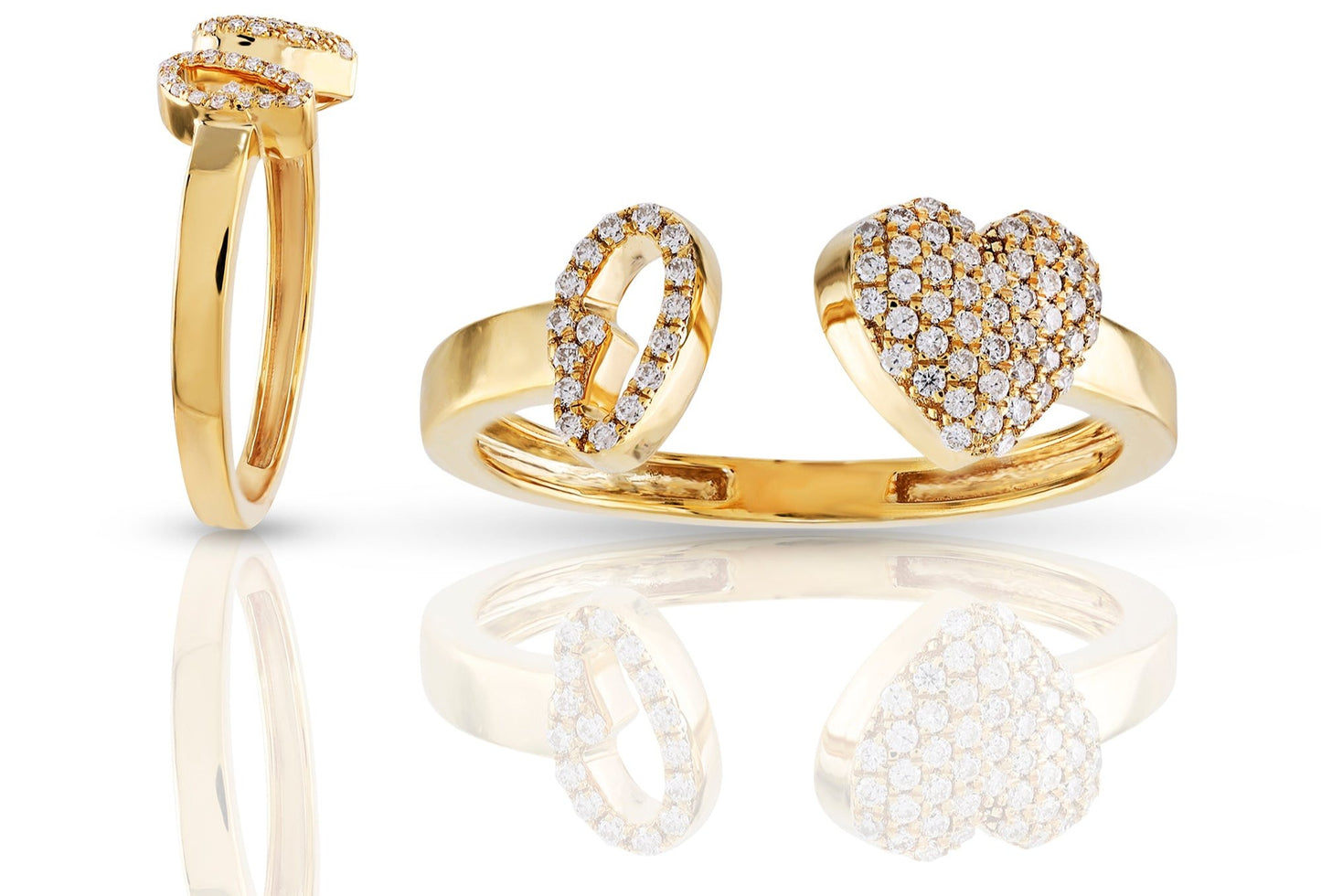 10K Diamond Initial Heart Wrap Rings