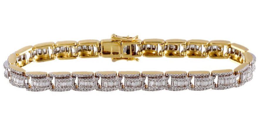 10K 4.83CT 7MM Diamond Baguette Link Bracelet