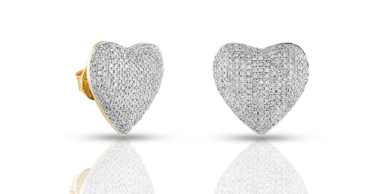 10K 1.02CT 16MM Diamond Screw-Back Heart Earrings